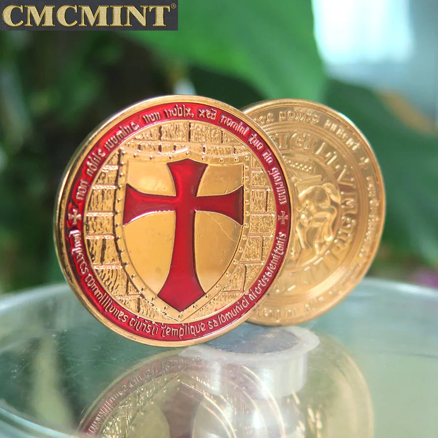 Custom 1 oz 999 Fine Copper Masonic Knight Templar Cross Round Coin for Wholesale B18
