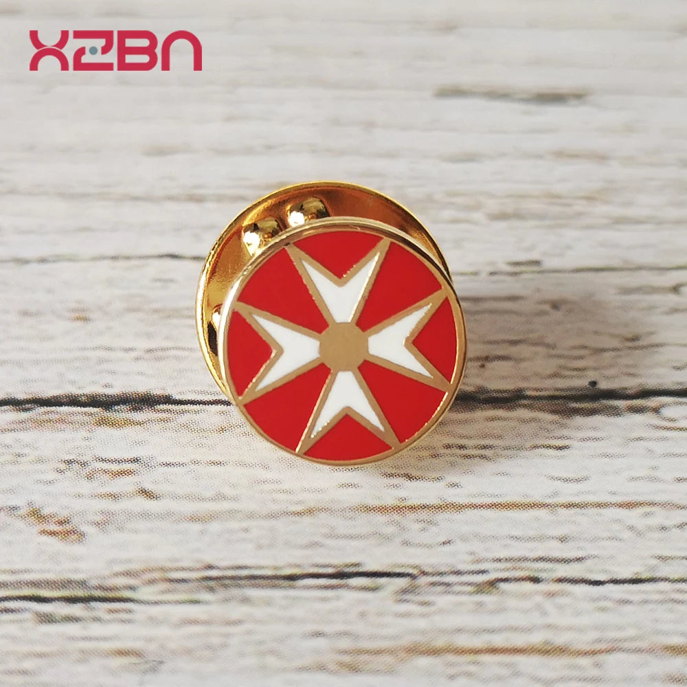 Masonic Lapel Pins Freemasonary Badge Mason Freemason Black Red Cross Templar order of Knights of Malta Gold Plated Zinc Alloy