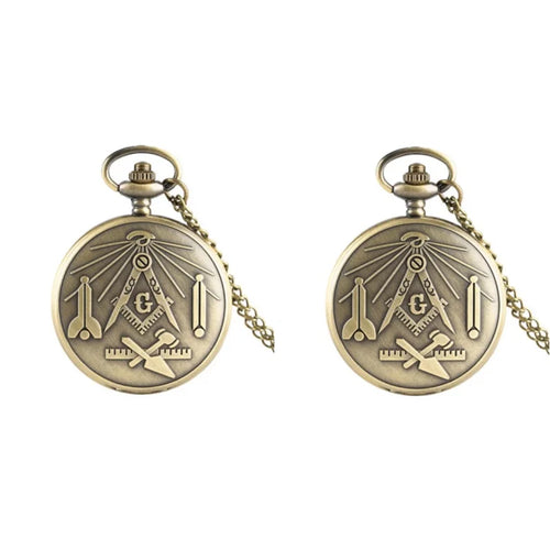 Bronze Masonic Vintage Necklace Pendant Quartz Clamshell Arabic