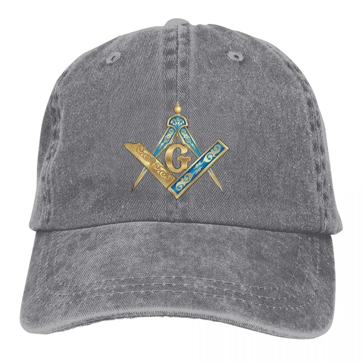 Blue Gold Baseball Caps Peaked Cap Freemason Gold Square Compass Sun Shade Hats for Men