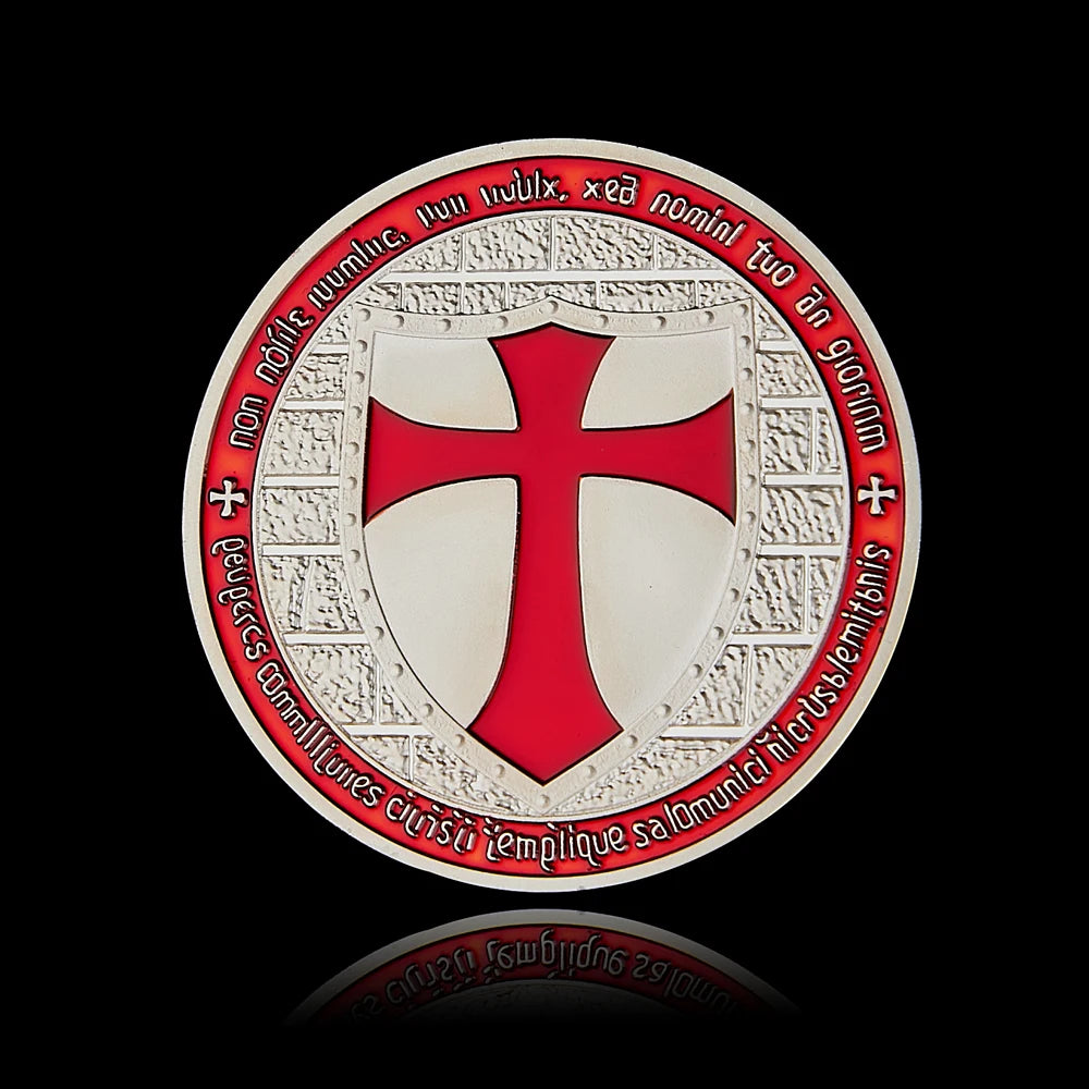 Masonic Exchange Red Knights Templar Crusaders Commemorative Masonic Freemason Silver Plated Coin