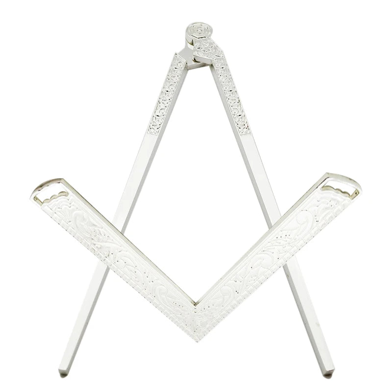 TC 2 Pcs/Set Compass and Square Masonic Etiquette Main Beautiful Lodge Tools in Gold/Silver Finely Gilt Metal Masonic Work Tools