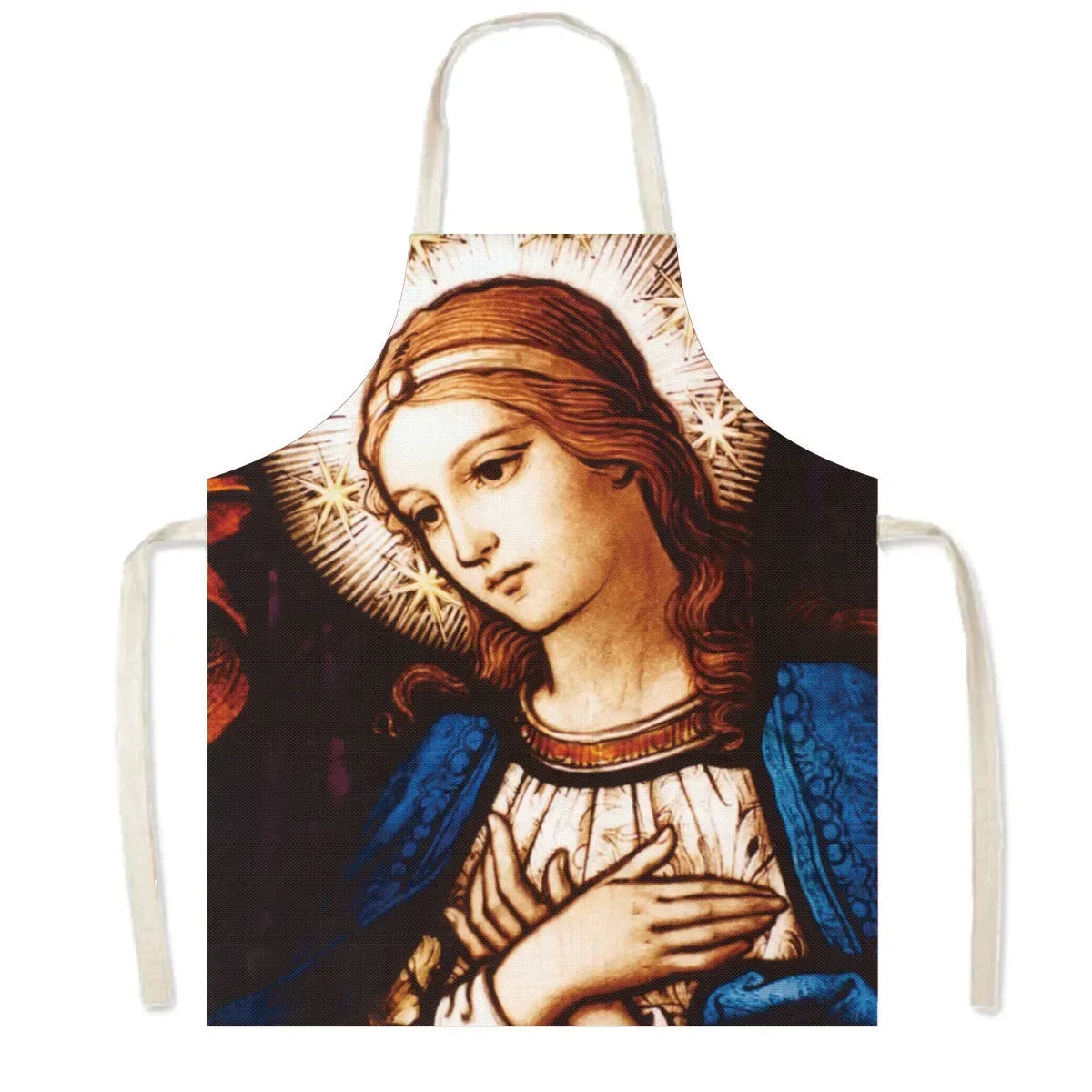 Vintage Religion Jesus Print Kitchen Aprons Women Men Home Cleaning Clothing Linen Pinafore Waterproof Chef Cooking Apron