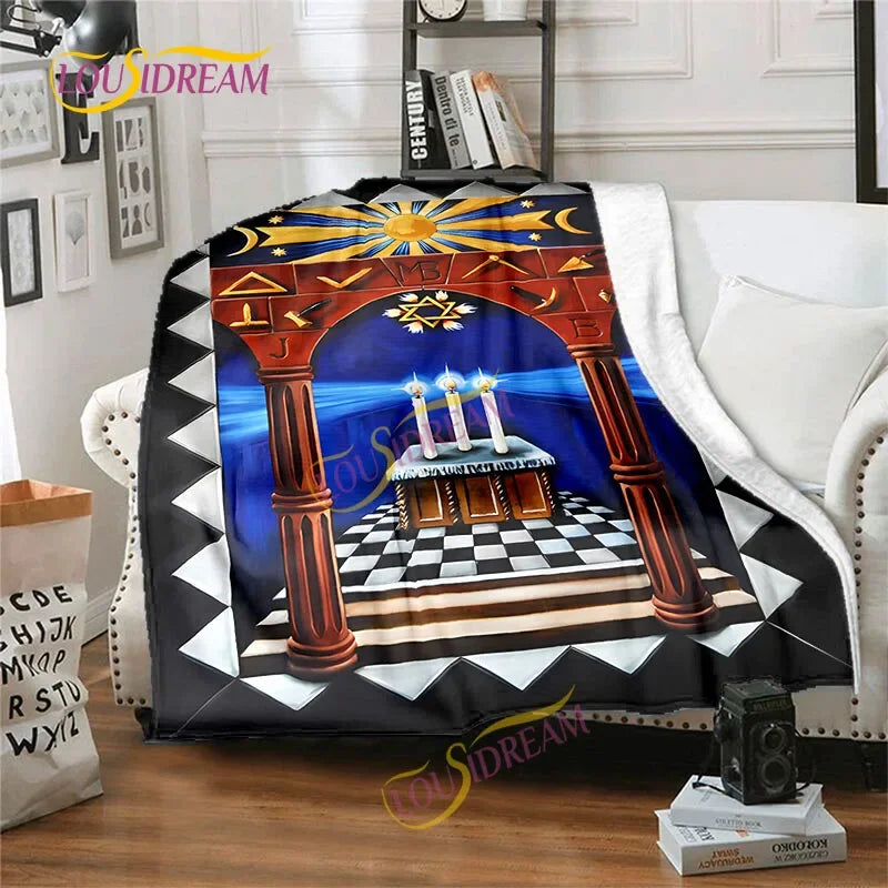 Creative Freemasonry Capital Community Blankets Masonic Lodge Soft Lightweight Thin Sheets Sofa Covers Hiking Warm Blankets.