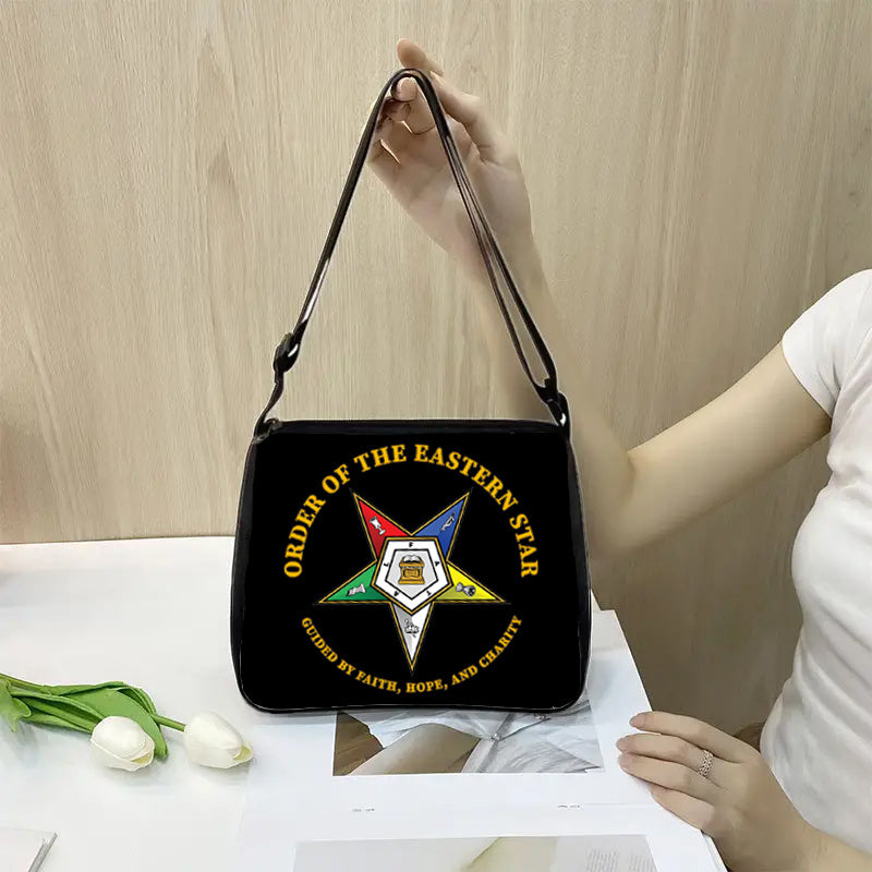 2pcs OE Freemason Sistar Oriental Star Printed Large Shoulder Bag, suitable for team travel and meetings. Lightweight, stylish, with clear and simple prints, it is a gift for friends and mothers, suitable for leisure outings