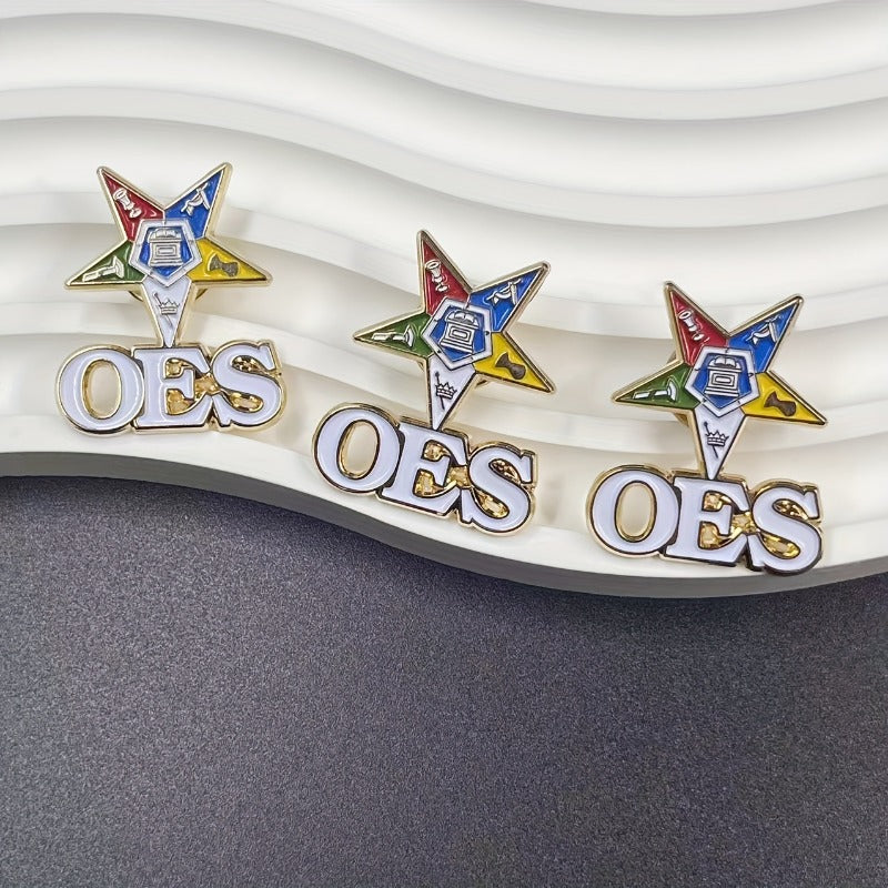 Enamel OES Masonic Lapel Pin - Oriental Star Shield Symbol Badge with 32nd Degree Lettering, 1921 Year & 36th President Design, Vibrant Colors for Freemasonry Events, Casual Attire - Durable Enamel Pin for Men & Women, Masoni
