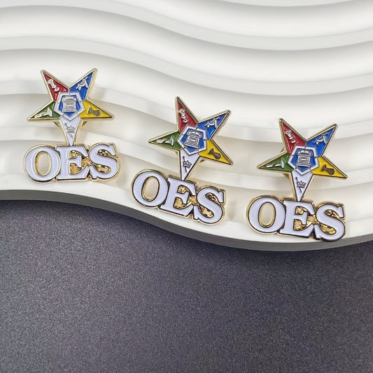Enamel OES Masonic Lapel Pin - Oriental Star Shield Symbol Badge with 32nd Degree Lettering, 1921 Year & 36th President Design, Vibrant Colors for Freemasonry Events, Casual Attire - Durable Enamel Pin for Men & Women, Masoni