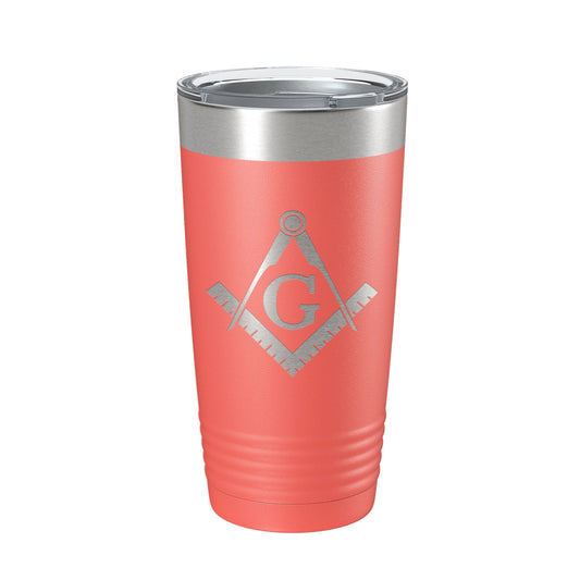 Freemason Tumbler Symbol Travel Mug Gift Insulated Laser Engraved Coffee Cup Compass Square 20 oz-20