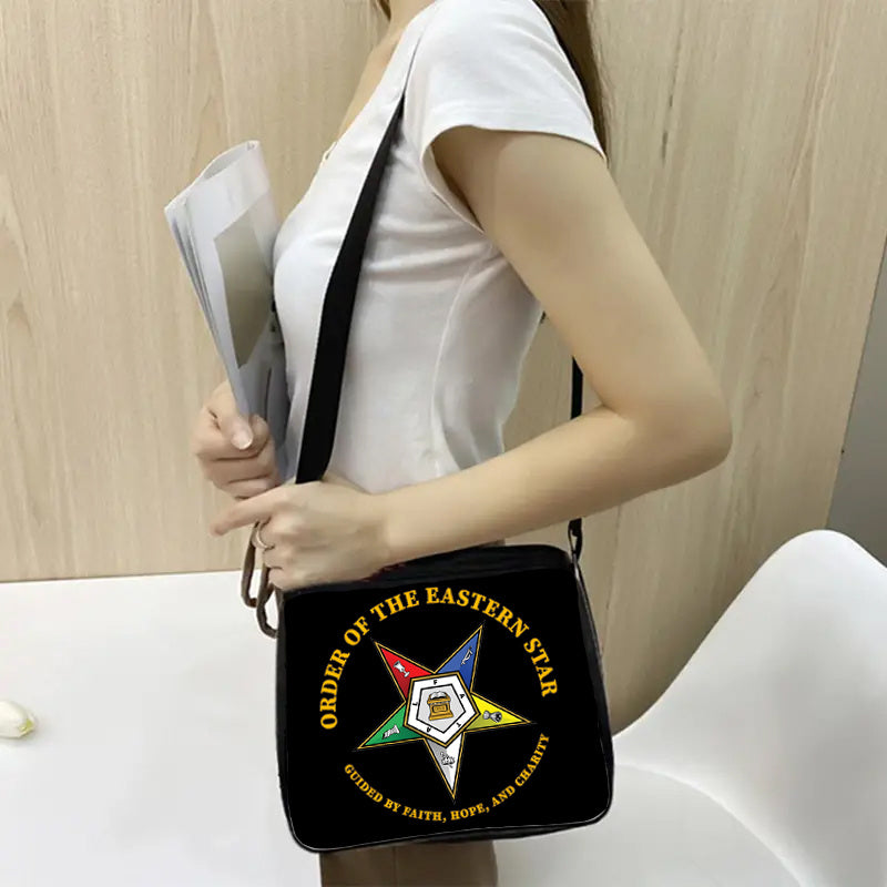 2pcs OE Freemason Sistar Oriental Star Printed Large Shoulder Bag, suitable for team travel and meetings. Lightweight, stylish, with clear and simple prints, it is a gift for friends and mothers, suitable for leisure outings