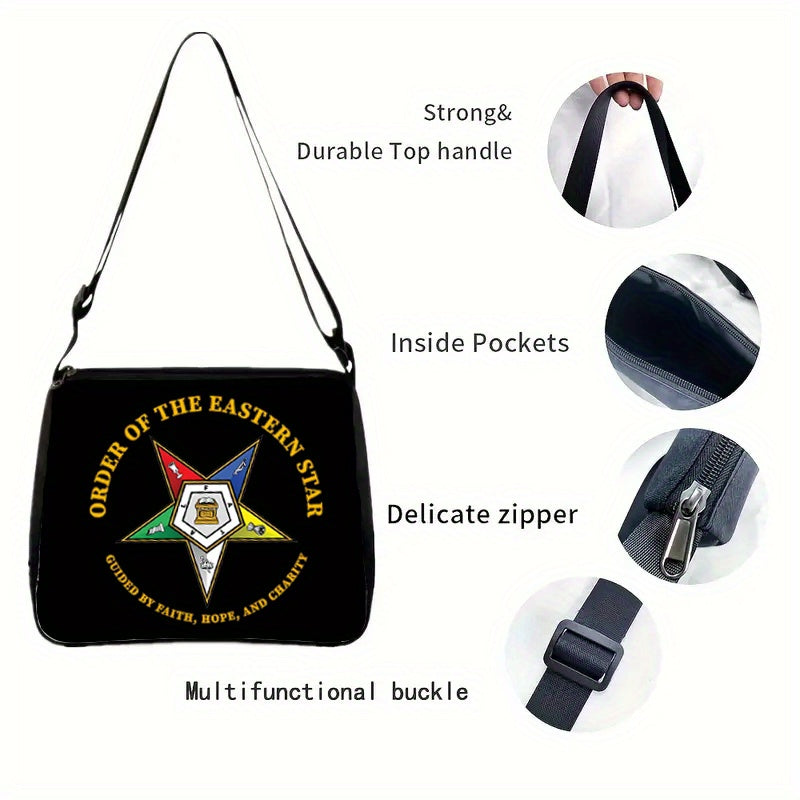 2pcs OE Freemason Sistar Oriental Star Printed Large Shoulder Bag, suitable for team travel and meetings. Lightweight, stylish, with clear and simple prints, it is a gift for friends and mothers, suitable for leisure outings