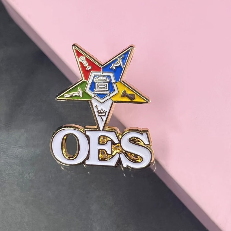 Enamel OES Masonic Lapel Pin - Oriental Star Shield Symbol Badge with 32nd Degree Lettering, 1921 Year & 36th President Design, Vibrant Colors for Freemasonry Events, Casual Attire - Durable Enamel Pin for Men & Women, Masoni