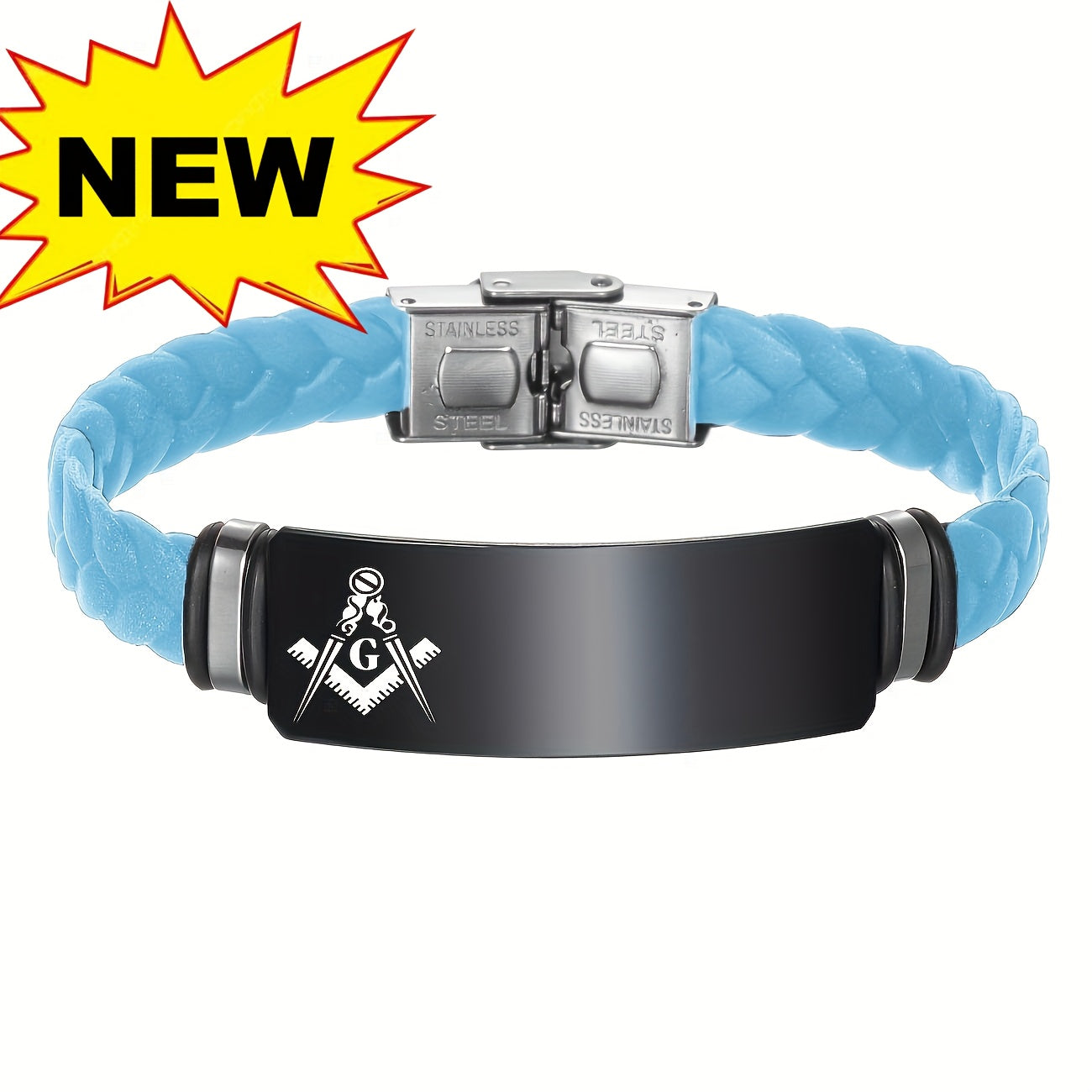 Custom Engraved Masonic Bracelet, Personalized Freemason Braided Silicone Wristband, Mason Symbol Jewelry for Men & Women, Casual Style, Silica Gel Material, Ideal for Valentine's, Mother'S & Father'S Day Gifts