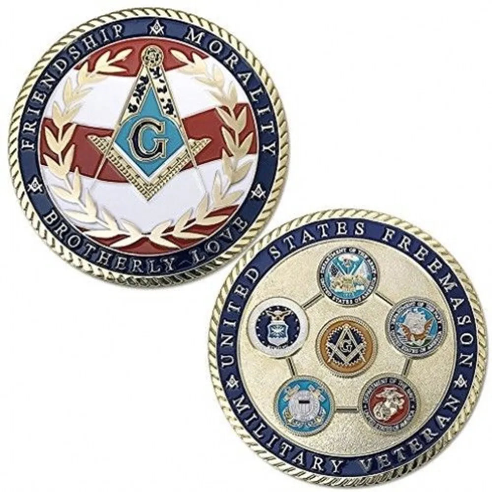 US Army Marine Air Force Masonic Freemason Freemasonry Challenge Coin