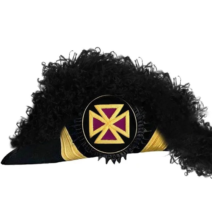 High Quality Factory Price Cheap Top Quality Handmade Embroidery Round Shape Brimmed Peak Hats for Freemasonry Masonic Regalia