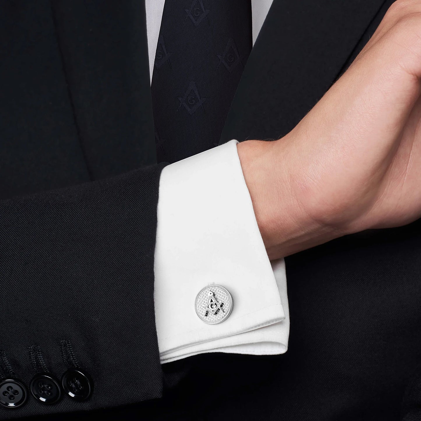 Stainless Steel Masonic Cufflinks For Men Silver Tone Square And Compass G Letter Design Dress Shirt Accessories Wedding Gift