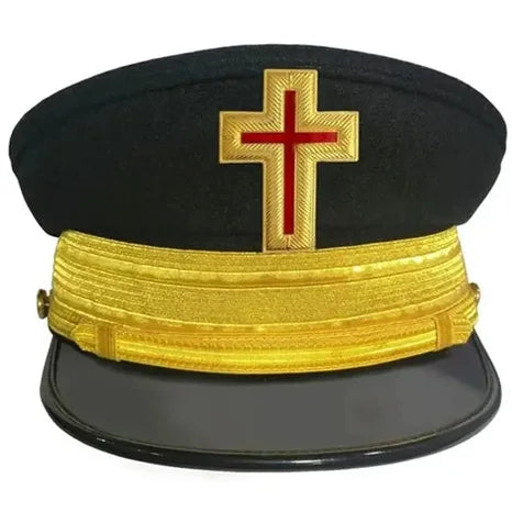 High Quality Factory Price Cheap Top Quality Handmade Embroidery Round Shape Brimmed Peak Hats for Freemasonry Masonic Regalia
