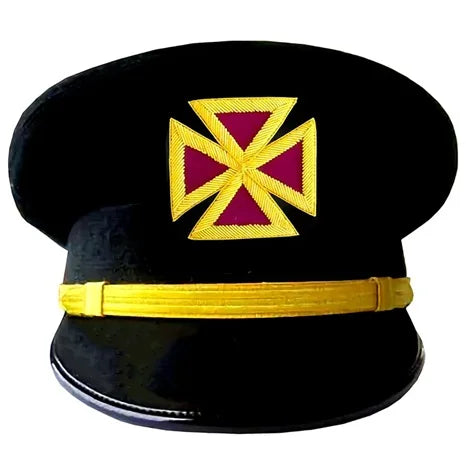 High Quality Factory Price Cheap Top Quality Handmade Embroidery Round Shape Brimmed Peak Hats for Freemasonry Masonic Regalia