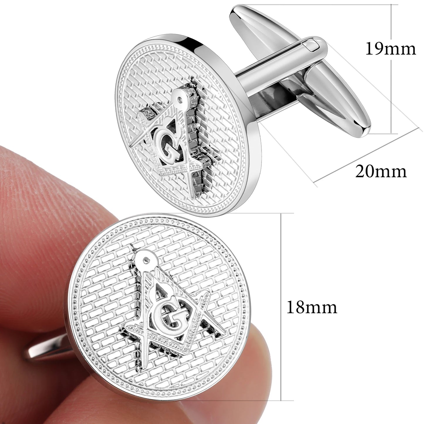 Stainless Steel Masonic Cufflinks For Men Silver Tone Square And Compass G Letter Design Dress Shirt Accessories Wedding Gift