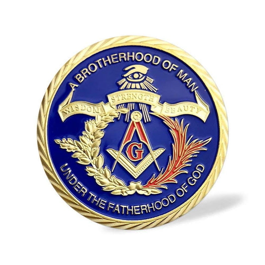 Masonic Ancient Blue Gold Challenge Coin-0