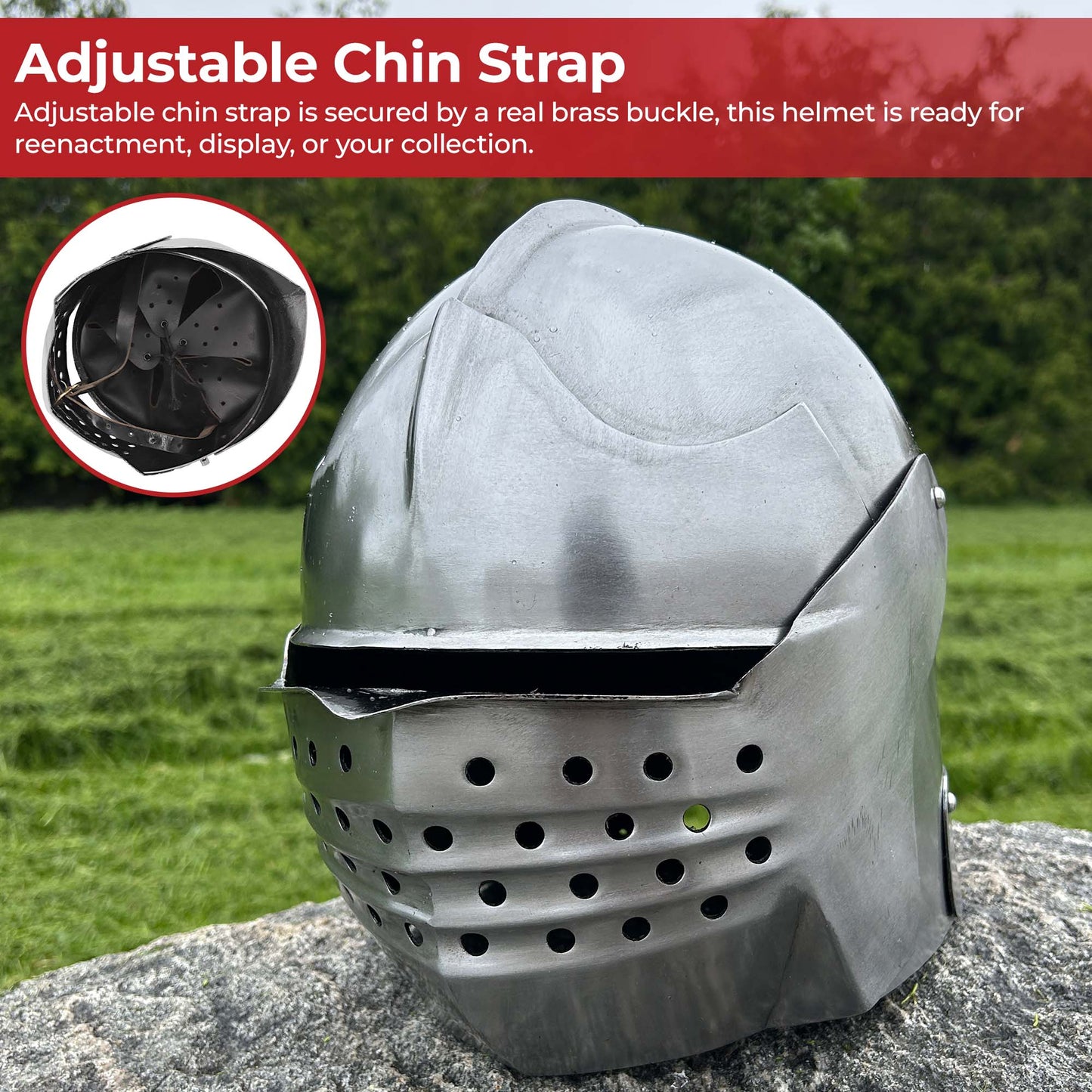 Bellows Face Sallet Battle Helmet with Visor and Leather Liner