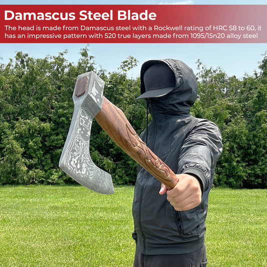 Damascus Handmade Hunt For Life™ Supreme Quality Bearded Axe