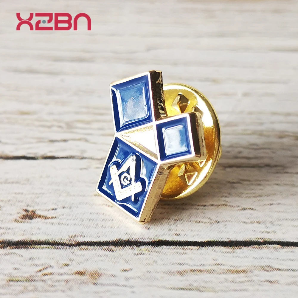 Masonic black Lapel Pins Blue Freemasonary Badge Mason Freemason  the 47th problem of Euclid gold plated Zinc Alloy Material