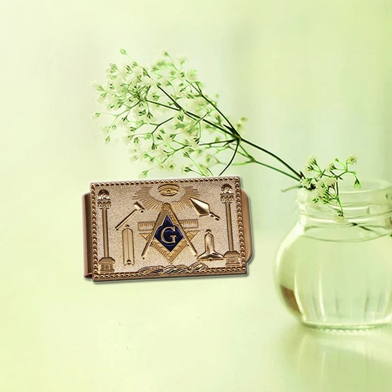Luxurious Golden Masonic Money Clip Cool Vintage Memorabilia Collection
