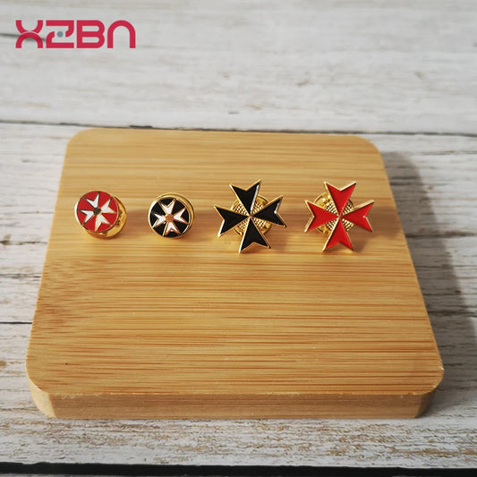 Masonic Lapel Pins Freemasonary Badge Mason Freemason  Black Red Cross Templar order of Knights of Malta Gold Plated Zinc Alloy