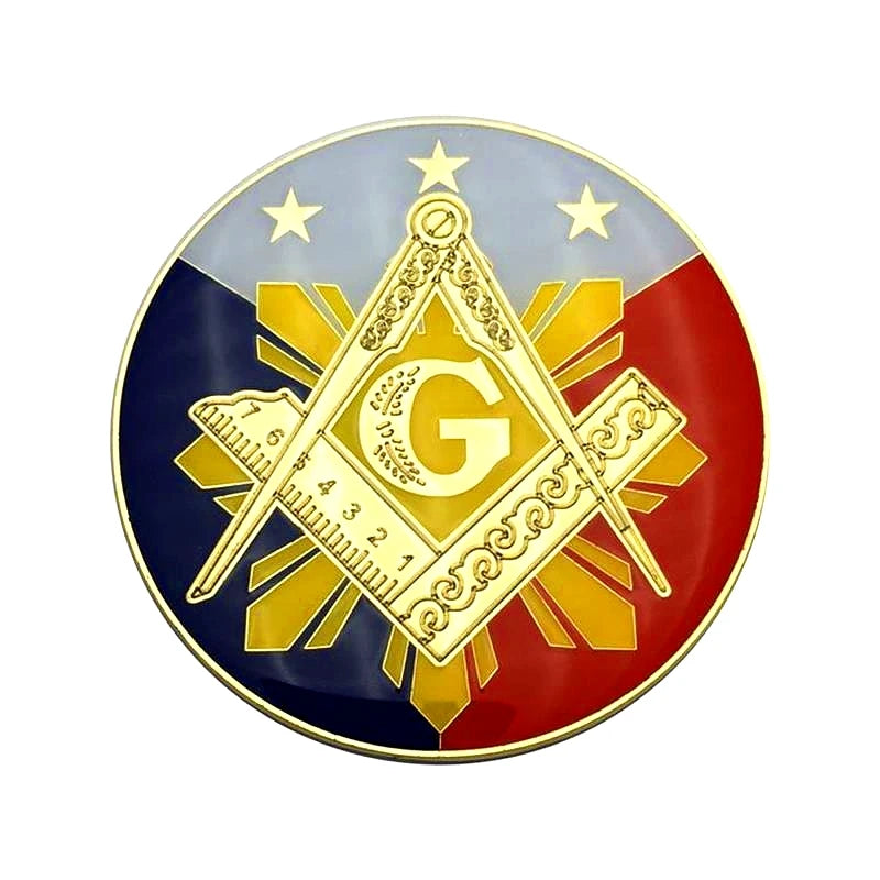 Masonic Car Emblems 3" Compass And Square Masons Auto Truck Multi Motorcycle Decal Badge Sticker With Red Adhesive