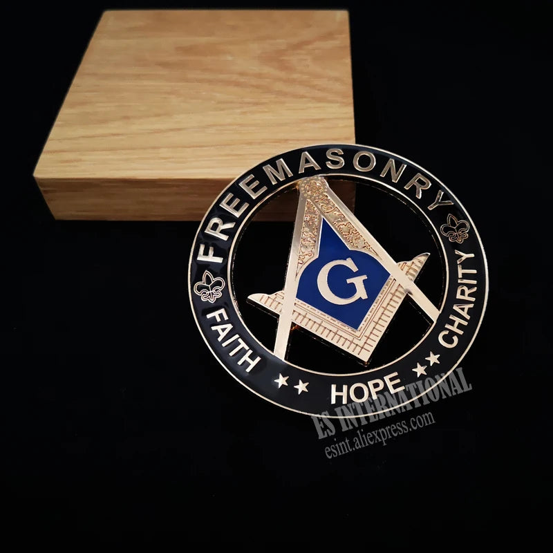 Masonic Car emblem "FAITH HOPE CHARITY "Badge Mason Freemason  Size 3'' NO.20 Symbol Gift for Freemason cloth accessories