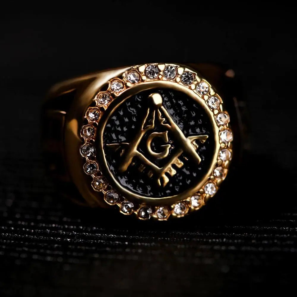 DUOYING Gold Gemstone Vintage Diamond AG Masonic Ring Cross Hip Hop Personalized Jewelry for Men Wholesale Availability