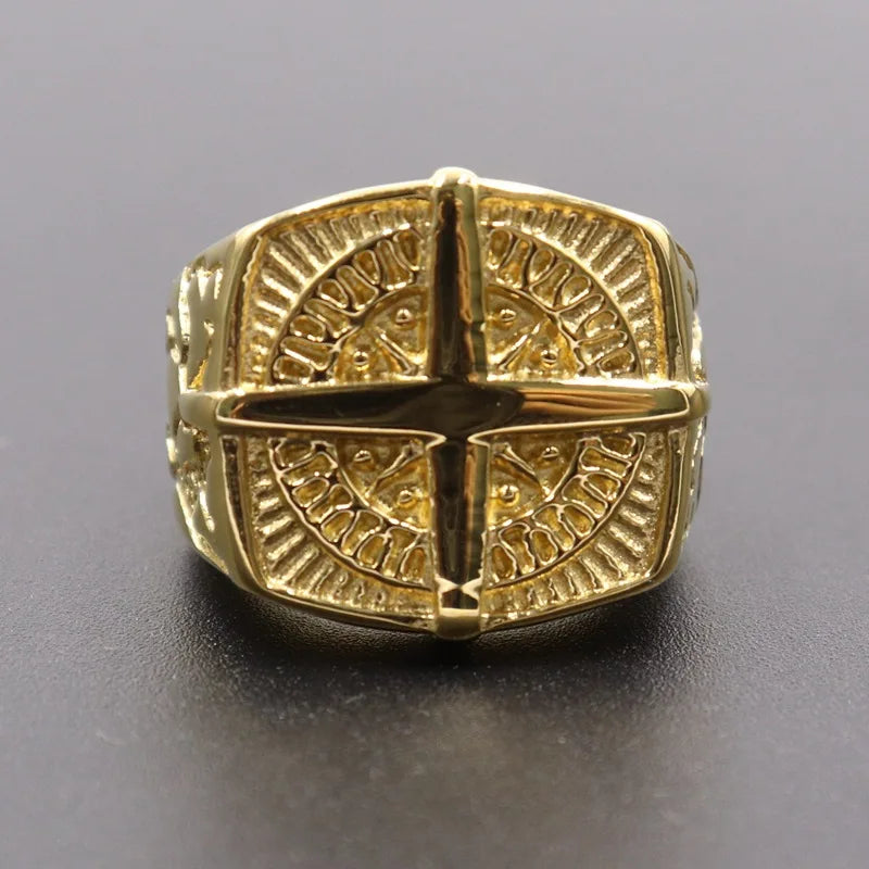 European and American Masonic Logo AG Ring Street Fashion Gold Masonic White Diamond Ring  Vintage Ring