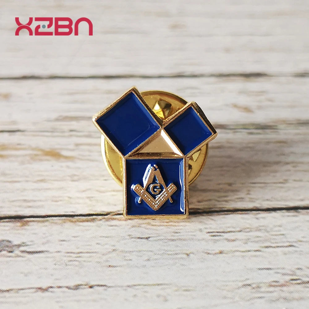 Masonic black Lapel Pins Blue Freemasonary Badge Mason Freemason  the 47th problem of Euclid gold plated Zinc Alloy Material
