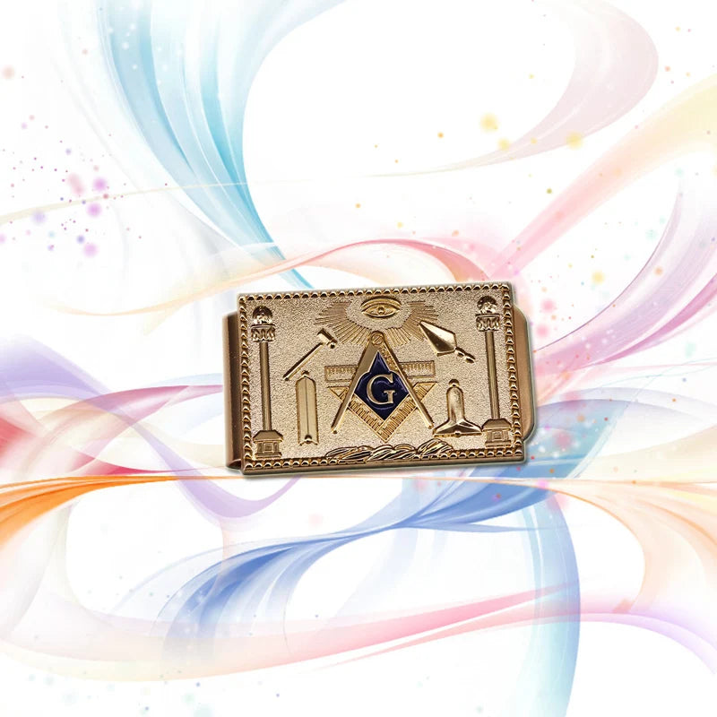 Luxurious Golden Masonic Money Clip Cool Vintage Memorabilia Collection