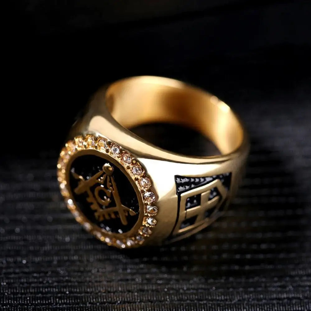 DUOYING Gold Gemstone Vintage Diamond AG Masonic Ring Cross Hip Hop Personalized Jewelry for Men Wholesale Availability