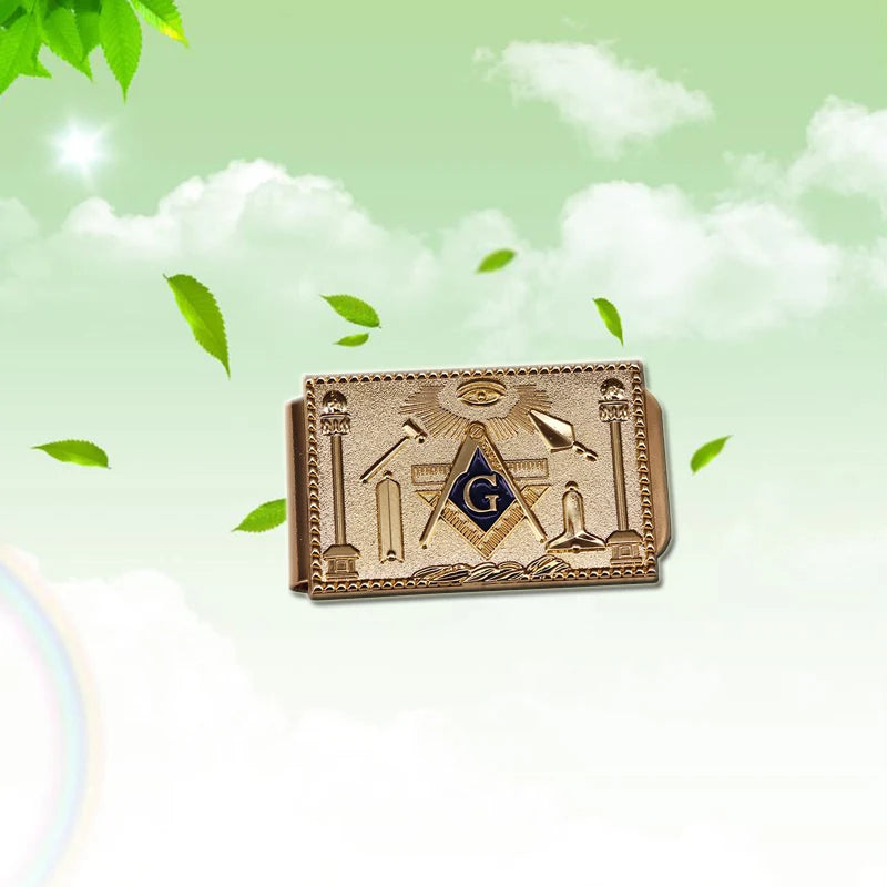 Luxurious Golden Masonic Money Clip Cool Vintage Memorabilia Collection