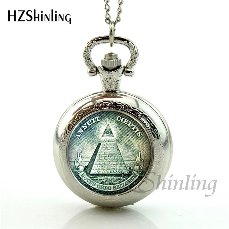 2017 New Arrival Freemason Symbol Pocket Watch Steampunk Masonic Free Mason Freemason Illuminati Locket Pocket Watch Necklace