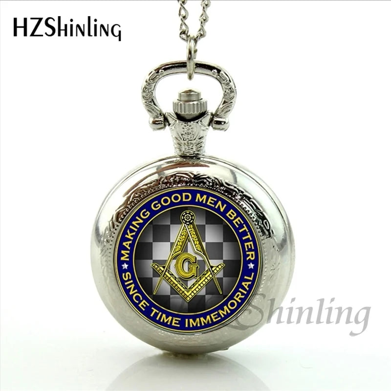 2017 New Arrival Freemason Symbol Pocket Watch Steampunk Masonic Free Mason Freemason Illuminati Locket Pocket Watch Necklace