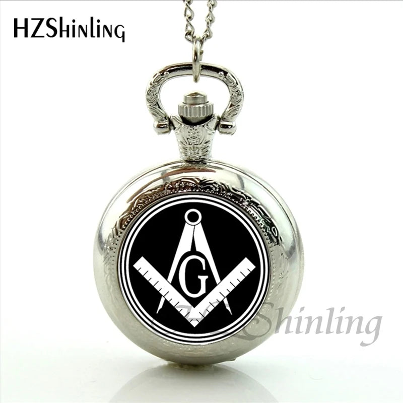 2017 New Arrival Freemason Symbol Pocket Watch Steampunk Masonic Free Mason Freemason Illuminati Locket Pocket Watch Necklace