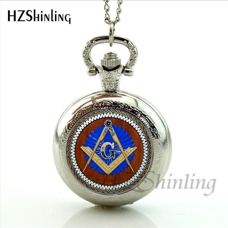 2017 New Arrival Freemason Symbol Pocket Watch Steampunk Masonic Free Mason Freemason Illuminati Locket Pocket Watch Necklace