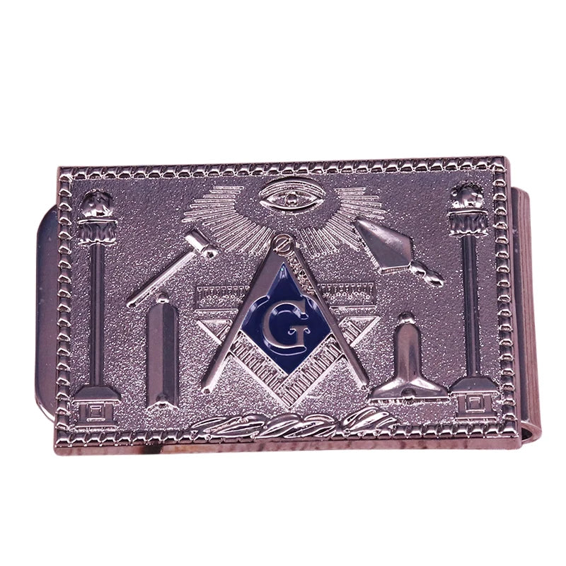 Masonic  metal money clip Freemason symbol Wallet fashion men bank credit card accessory Mason Freemason jewelry