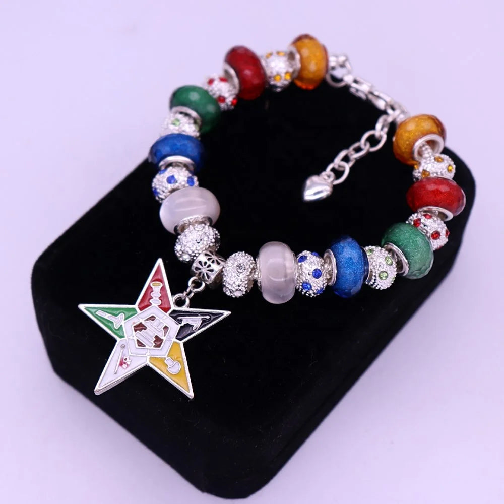 Fashion Mason Member Gift Custom 1910 Order of Eastern Star Bead Charms OES Bracelet Jewelry