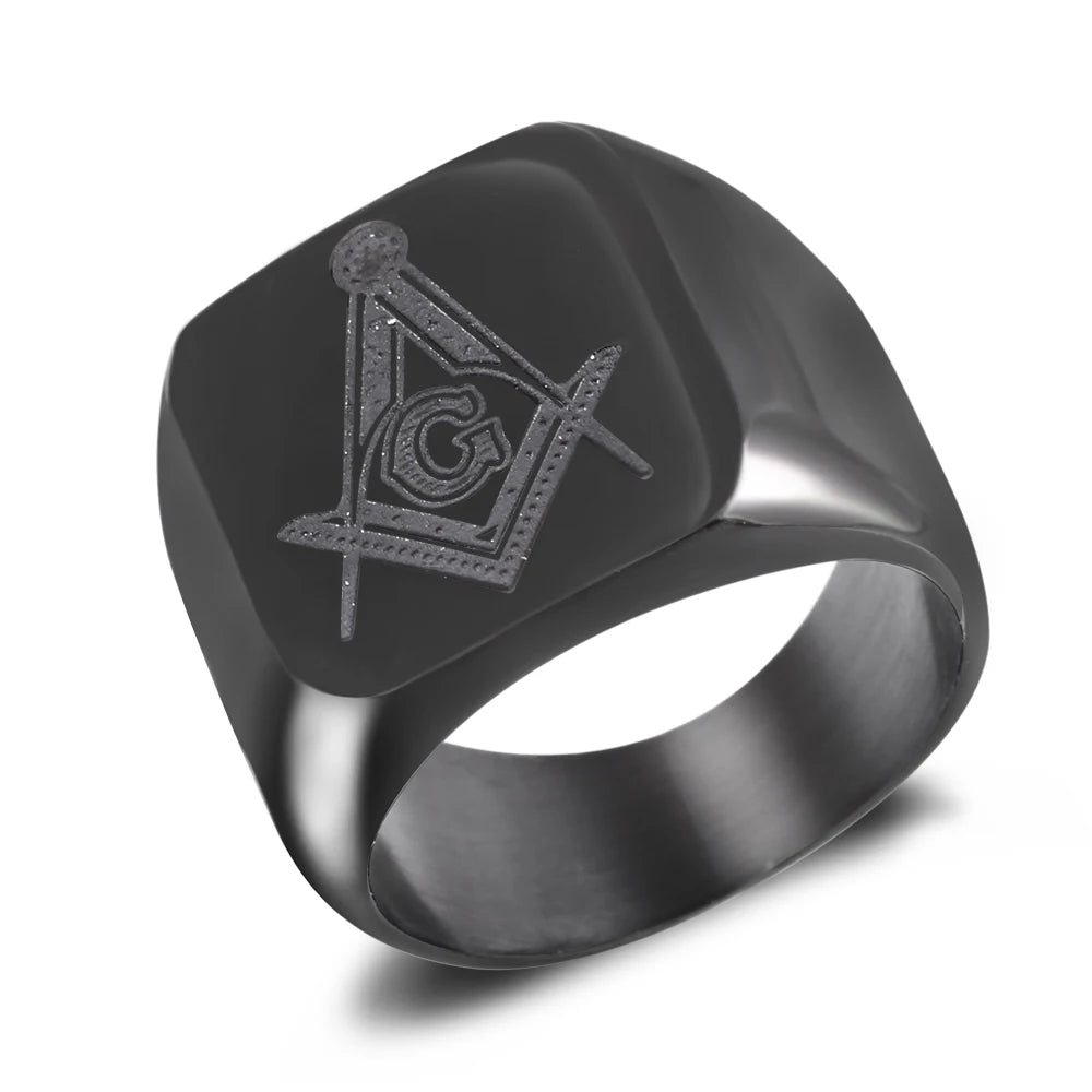 316L Stainless Steel Masonic Ring for Men, master masonic signet ring, free mason ring jewelry