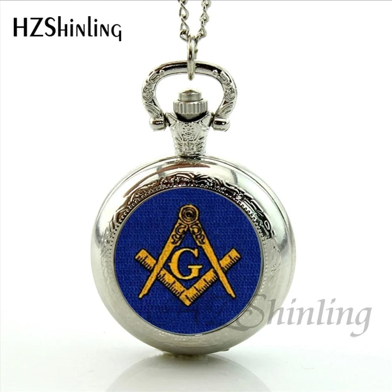 2017 New Arrival Freemason Symbol Pocket Watch Steampunk Masonic Free Mason Freemason Illuminati Locket Pocket Watch Necklace