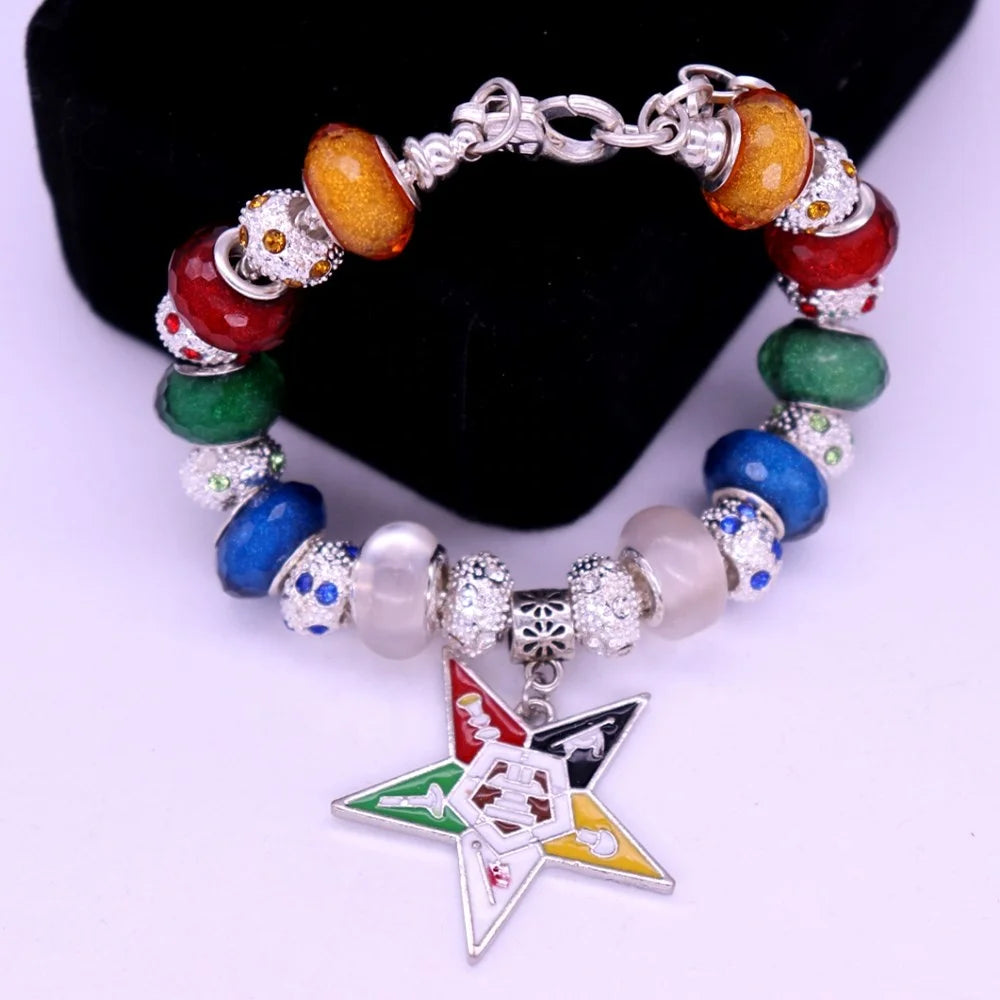 Fashion Mason Member Gift Custom 1910 Order of Eastern Star Bead Charms OES Bracelet Jewelry