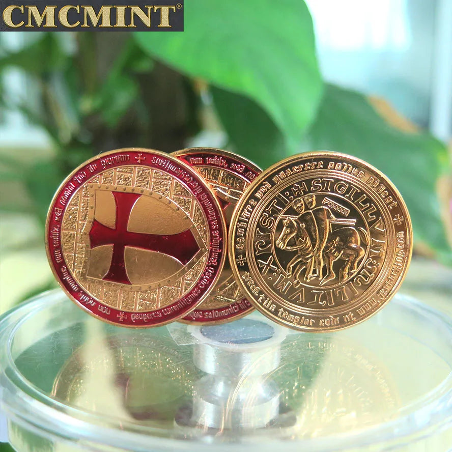 Custom 1 oz 999 Fine Copper Masonic Knight Templar Cross Round Coin for Wholesale B18