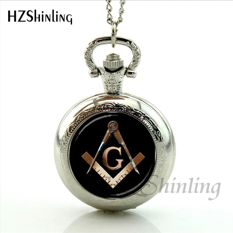 2017 New Arrival Freemason Symbol Pocket Watch Steampunk Masonic Free Mason Freemason Illuminati Locket Pocket Watch Necklace