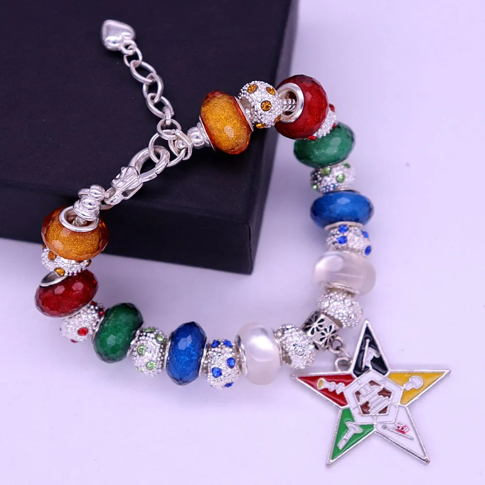 Fashion Mason Member Gift Custom 1910 Order of Eastern Star Bead Charms OES Bracelet Jewelry
