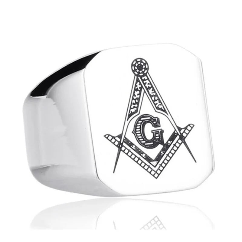 316L Stainless Steel Masonic Ring for Men, master masonic signet ring, free mason ring jewelry