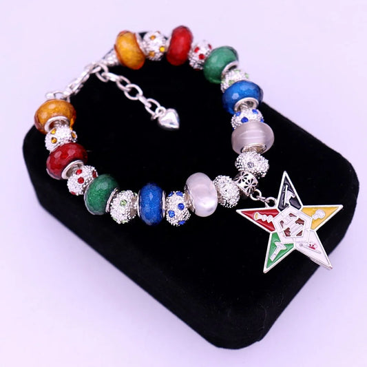 Fashion Mason Member Gift Custom 1910 Order of Eastern Star Bead Charms OES Bracelet Jewelry